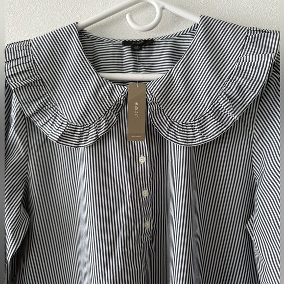 J. Crew Tops - J crew Oversized ruffle-collar shirt in stripe